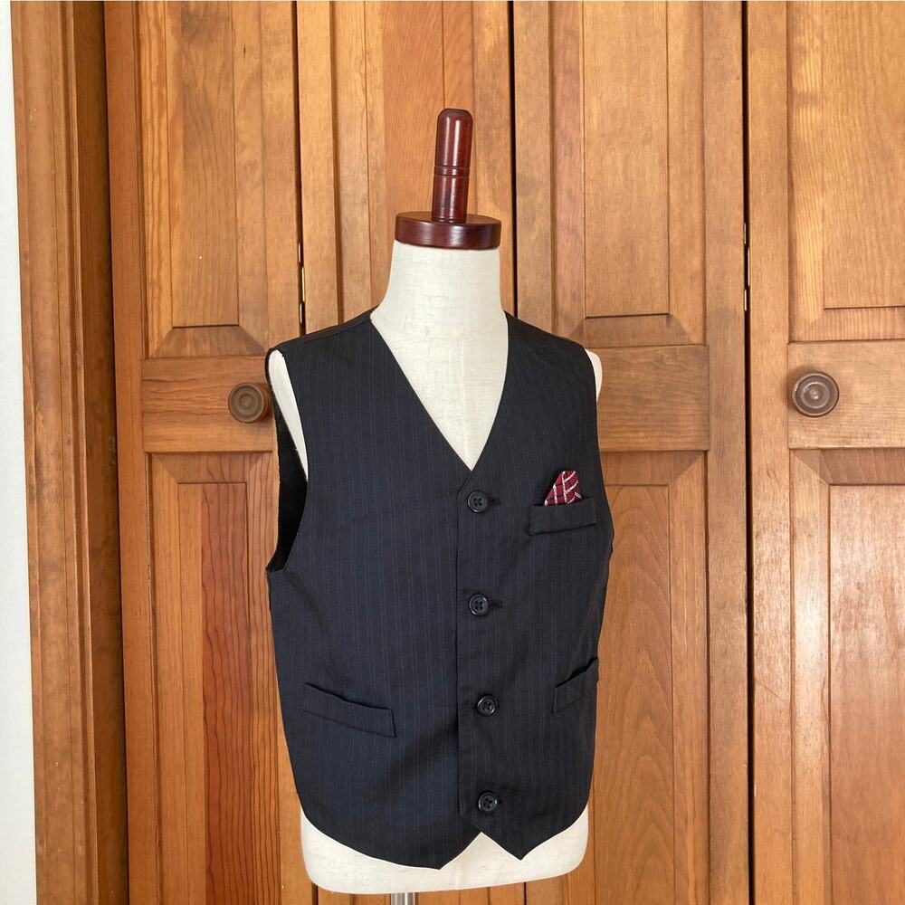 Class Club Black Pinstripe Boys Vest, Size 6